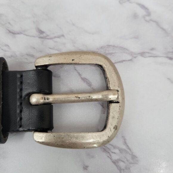 Fossil Vintage Italian Black Leather  and Silver Concho Coin Chain Women's Belt - Picture 4 of 14